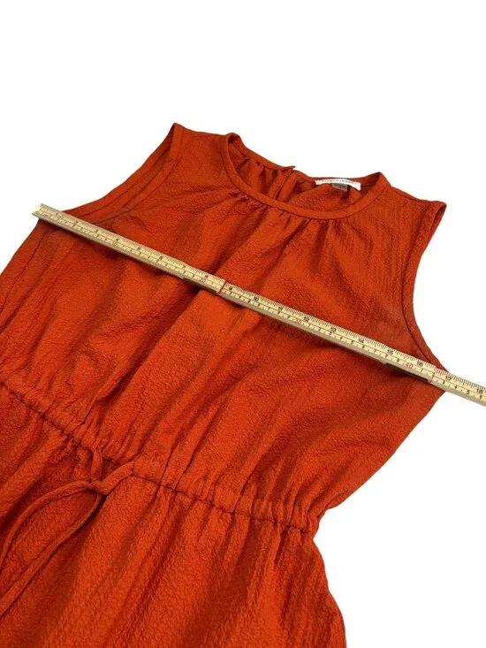Calvin Klein Orange Sleeveless Tiered Dress With Drawstring Waist Size 8 - Picture 10 of 11